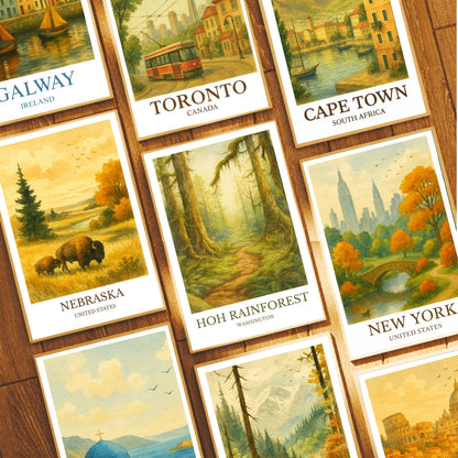 Hoh Rainforest, Watercolor design poster, Washington Print, Hoh Rainforest Wall Art