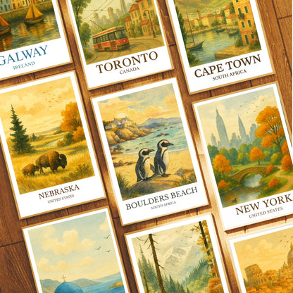 Boulder Beach, Watercolor design poster, South Africa Print, Boulder Beach Wall Art