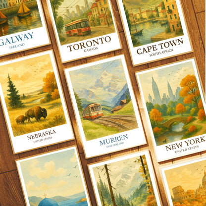 Mürren, Watercolor design poster, Switzerland Print, Mürren Wall Art