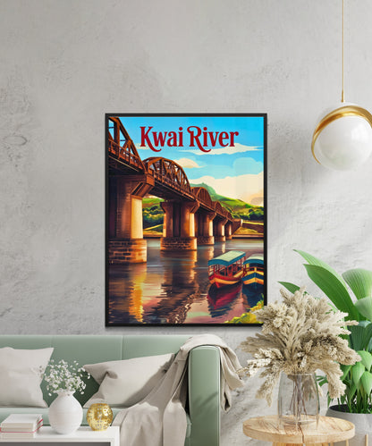 Kwai River Vintage Travel Poster -Kanchanaburi