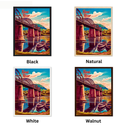 Kwai River Vintage Travel Poster -Iconic Bridge in Kanchanaburi
