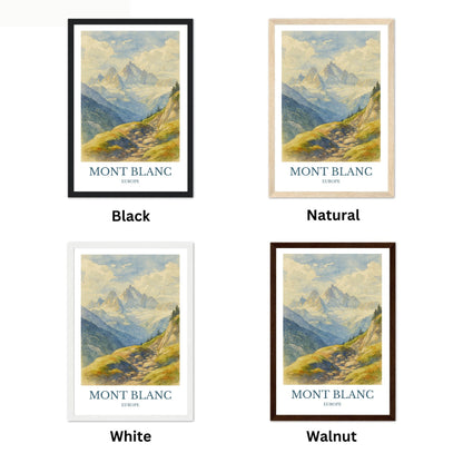 Mont Blanc, Watercolor design poster, France Print, Mont Blanc Wall Art