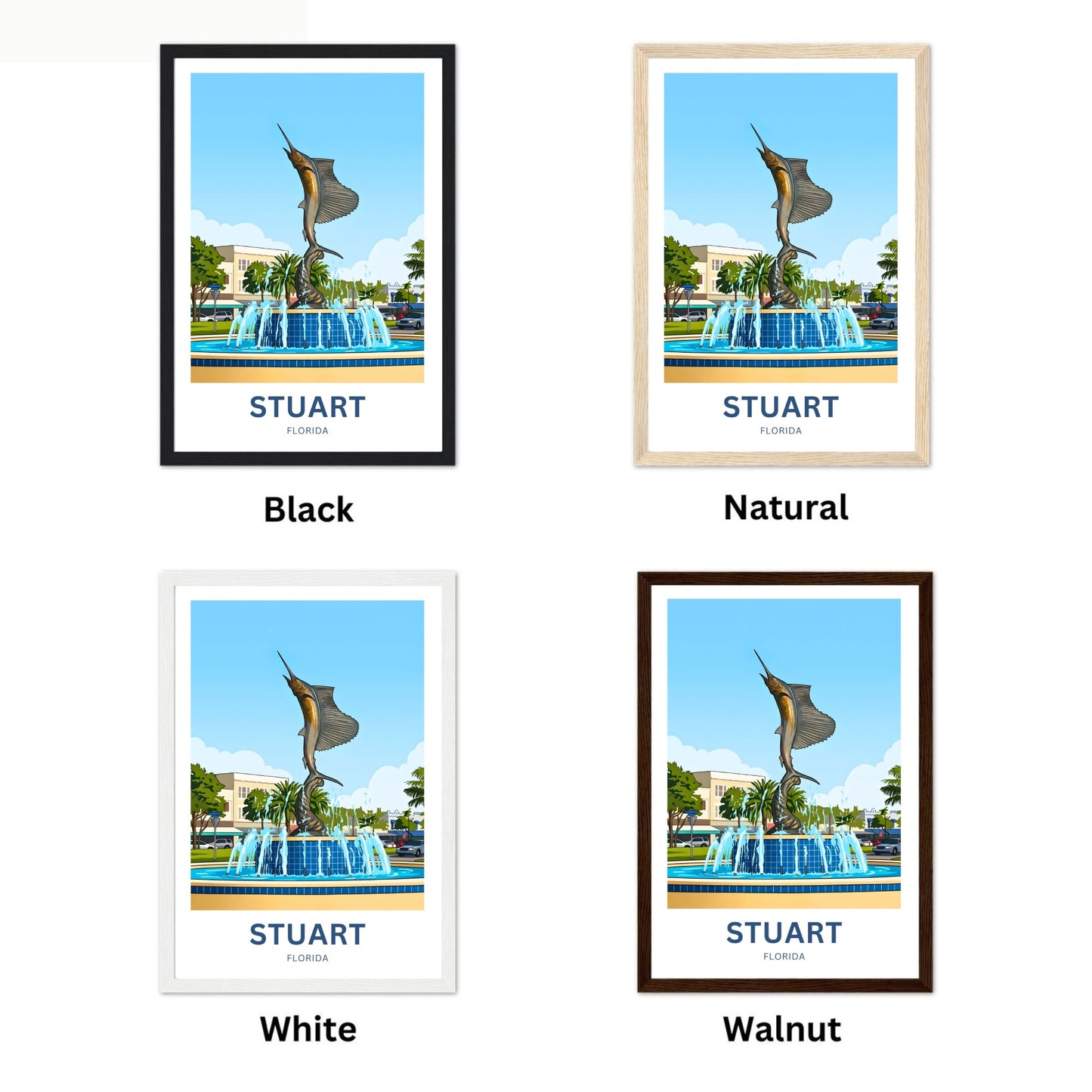 Stuart, Florida  Travel Poster - Where the Sailfish Rises