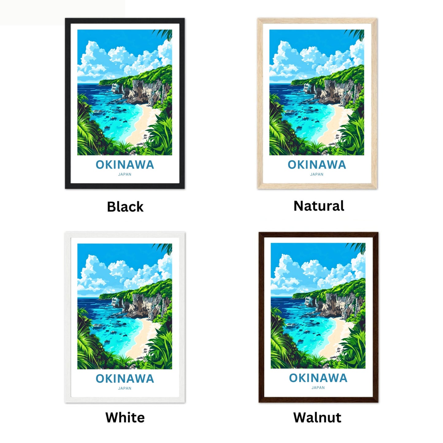 Okinawa Beach Travel Poster  - Japan Stunning Cliff