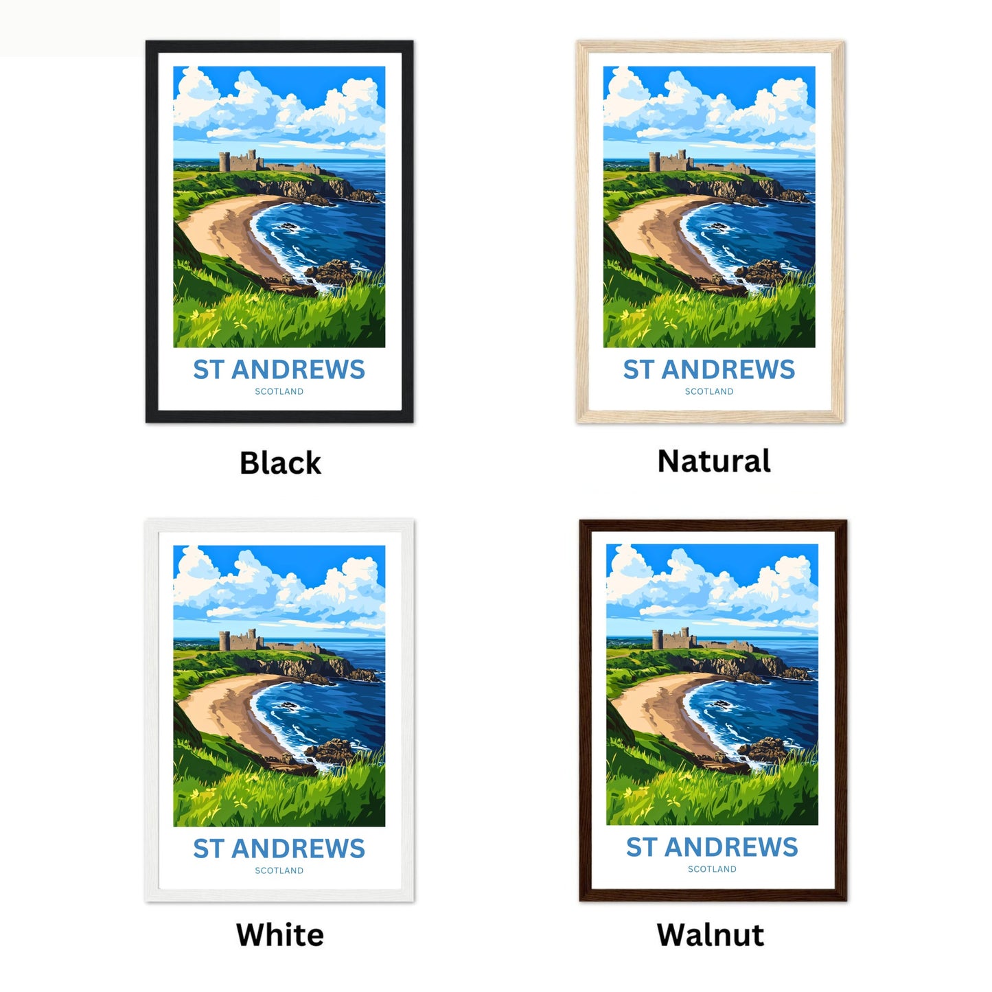 St. Andrews Travel Poster - Castle Ruins Coast