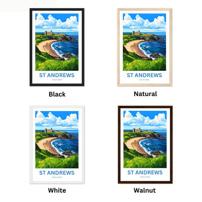 St. Andrews Travel Poster - Castle Ruins Coast