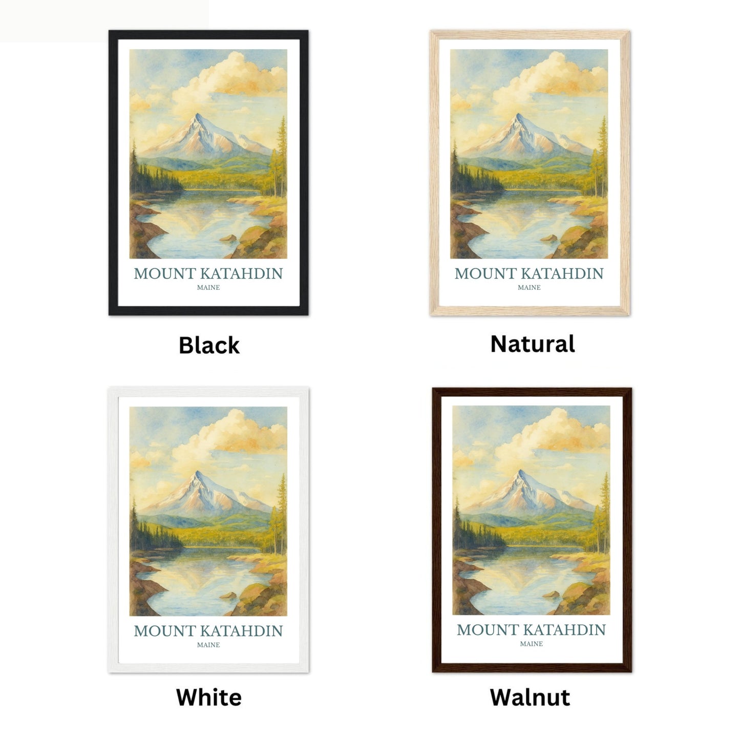 Mount Katahdin, Watercolor design poster, Maine Print, Mount Katahdin Wall Art