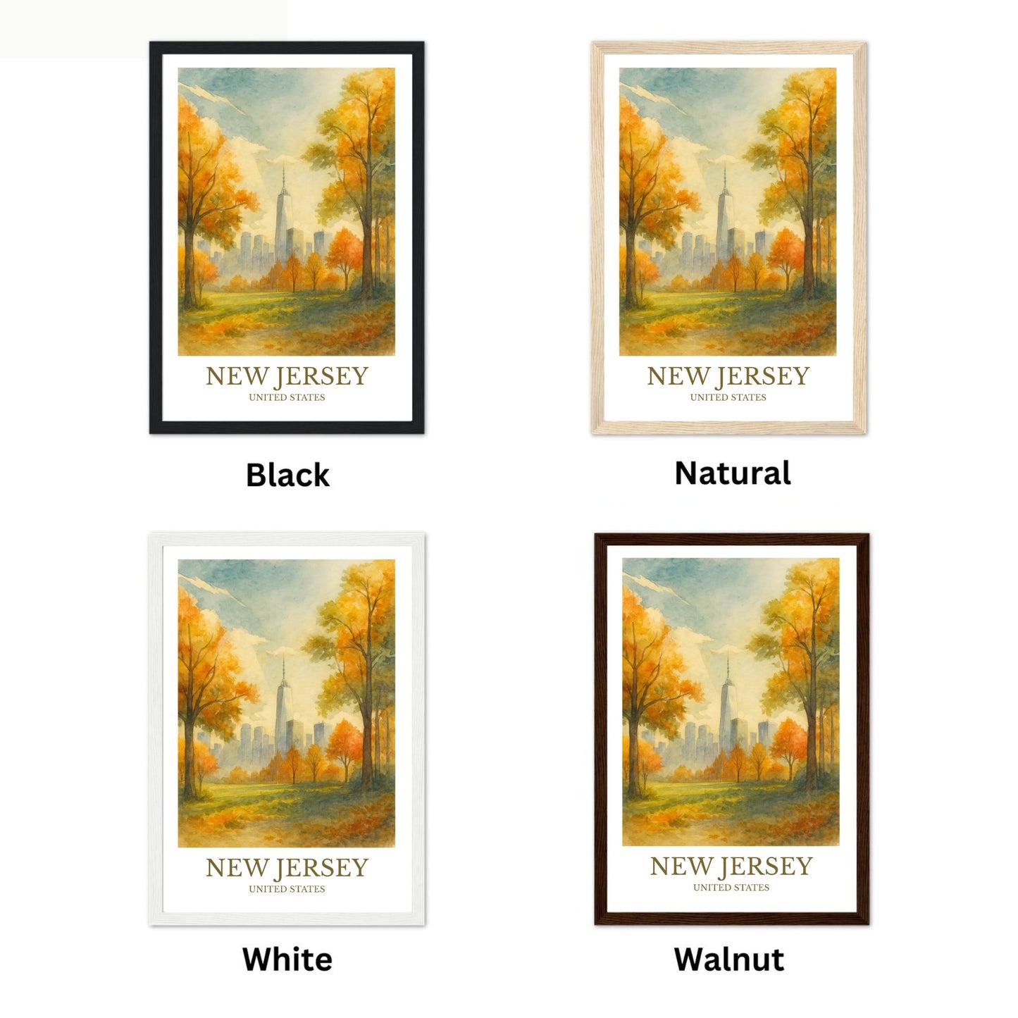 New Jersey, Watercolor design poster, United States Print, New Jersey Wall Art