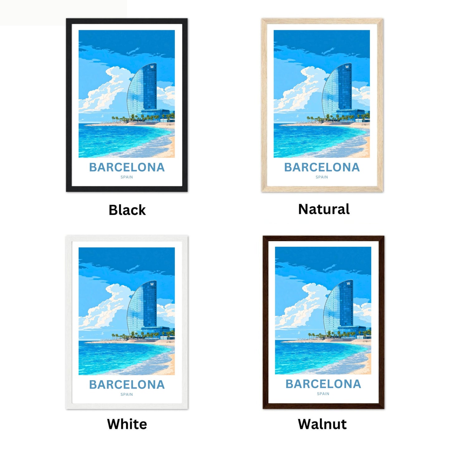 Barcelona Travel Poster  - Captivating Seaside Beach, Spain