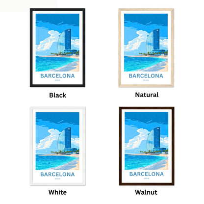 Barcelona Travel Poster  - Captivating Seaside Beach, Spain