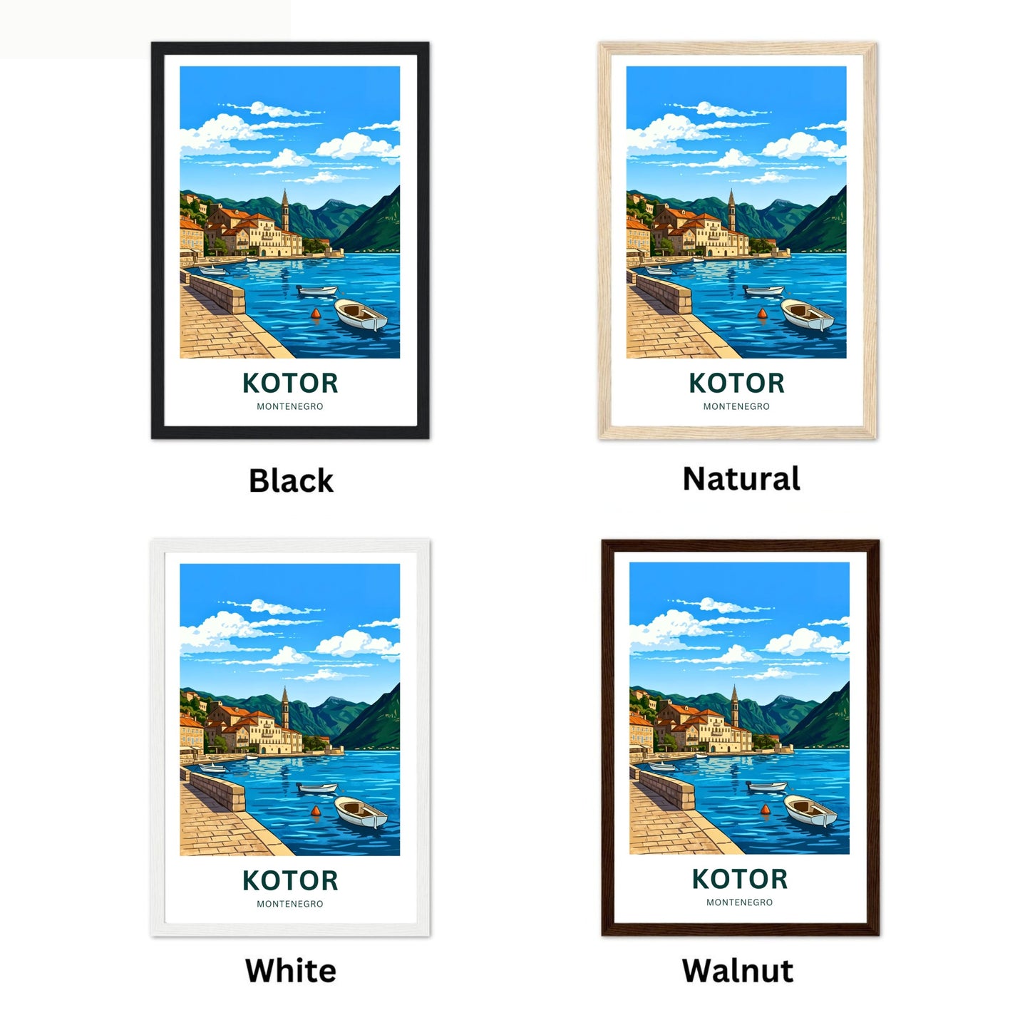 Kotor Travel Poster -   Charming Harbor