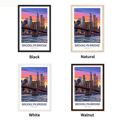 Brooklyn Bridge Travel Poster -  Stunning Evening View