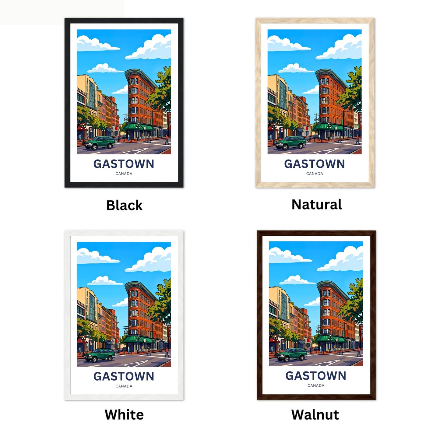 Gastown Travel Poster - Vancouver Historic Buildings