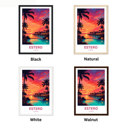Estero, Florida Travel Poster - Stunning Sunset