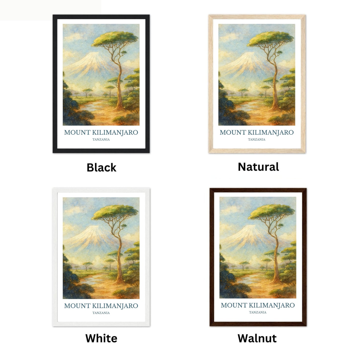 Mount Kilimanjaro, Watercolor design poster, Africa Print, Mount Kilimanjaro Wall Art