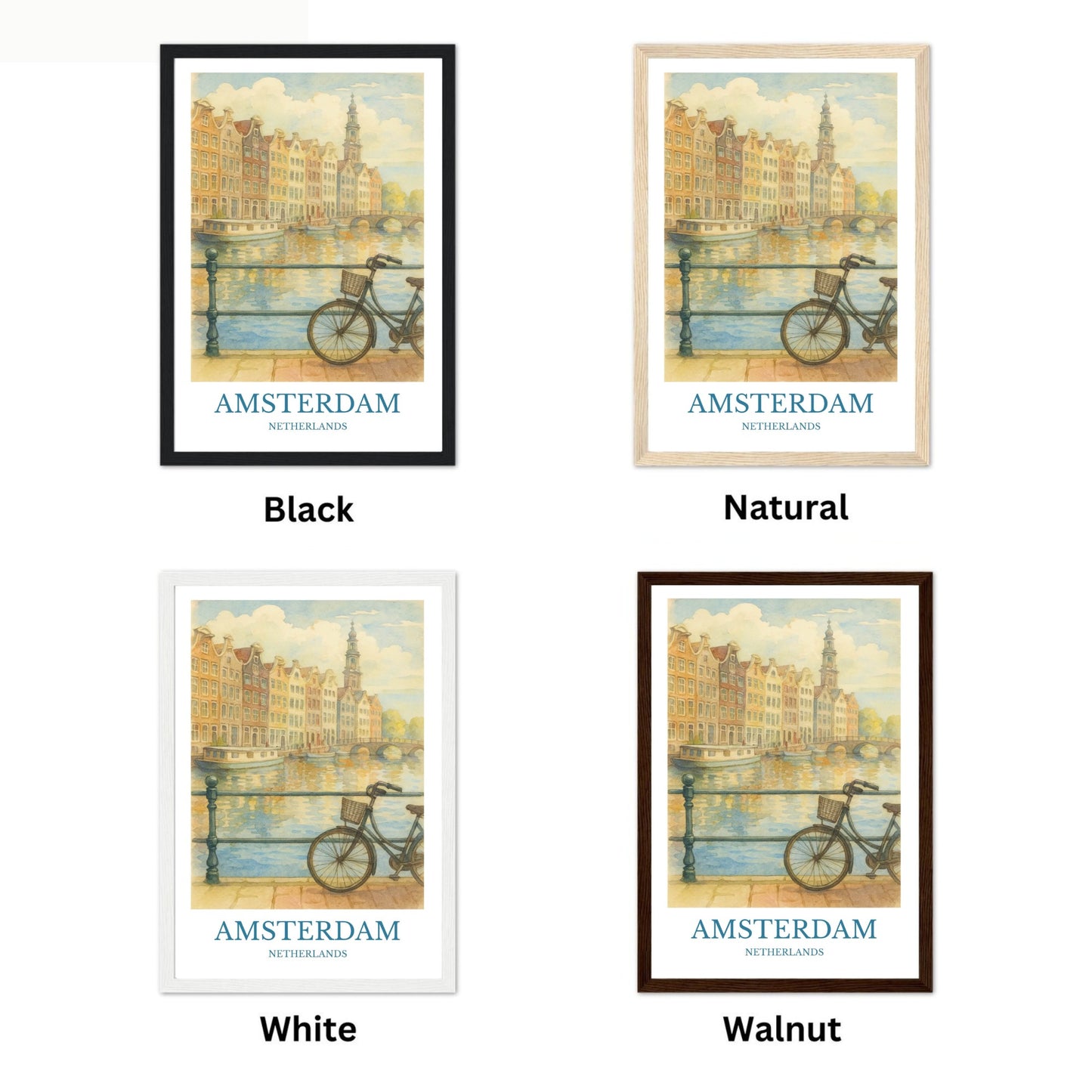 Amsterdam, Watercolor design poster, Netherlands Print, Amsterdam Wall Art