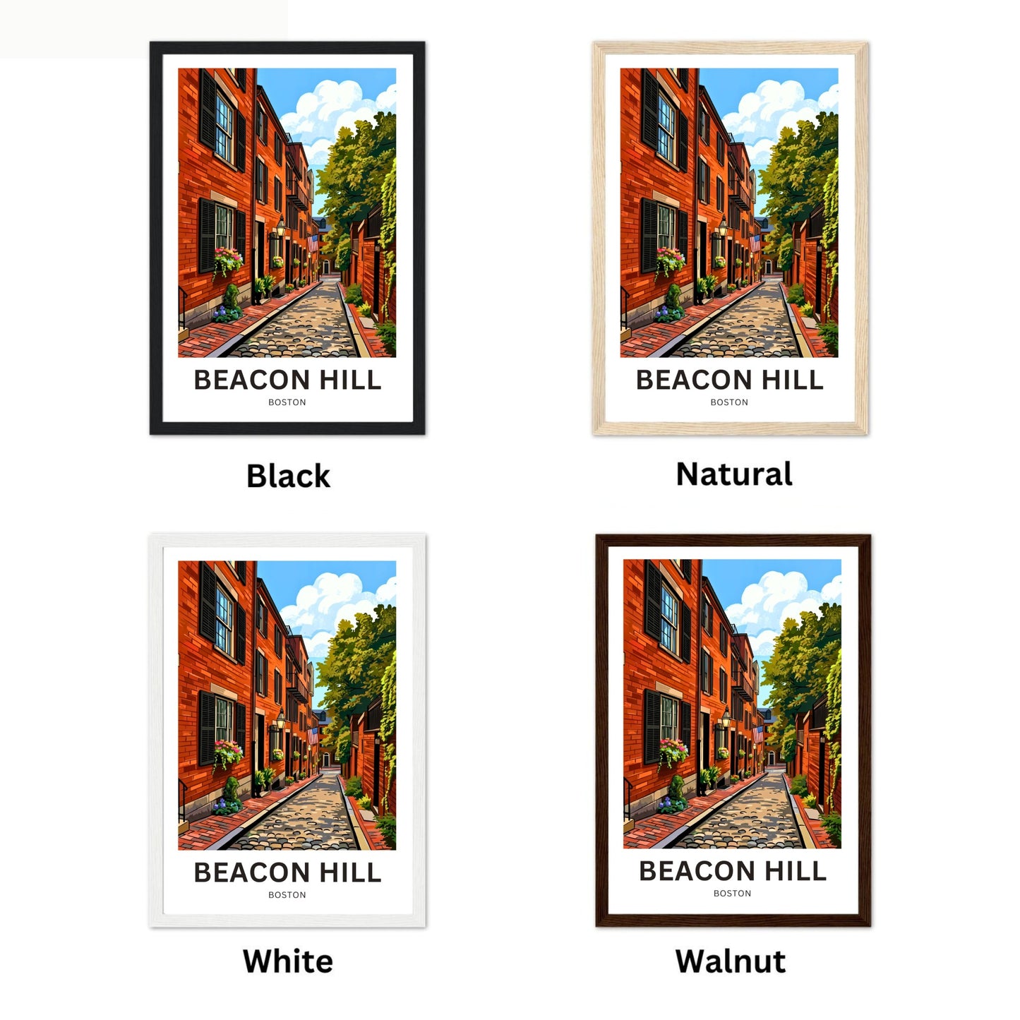 Beacon Hill Travel Poster -  Classic Streets of Boston