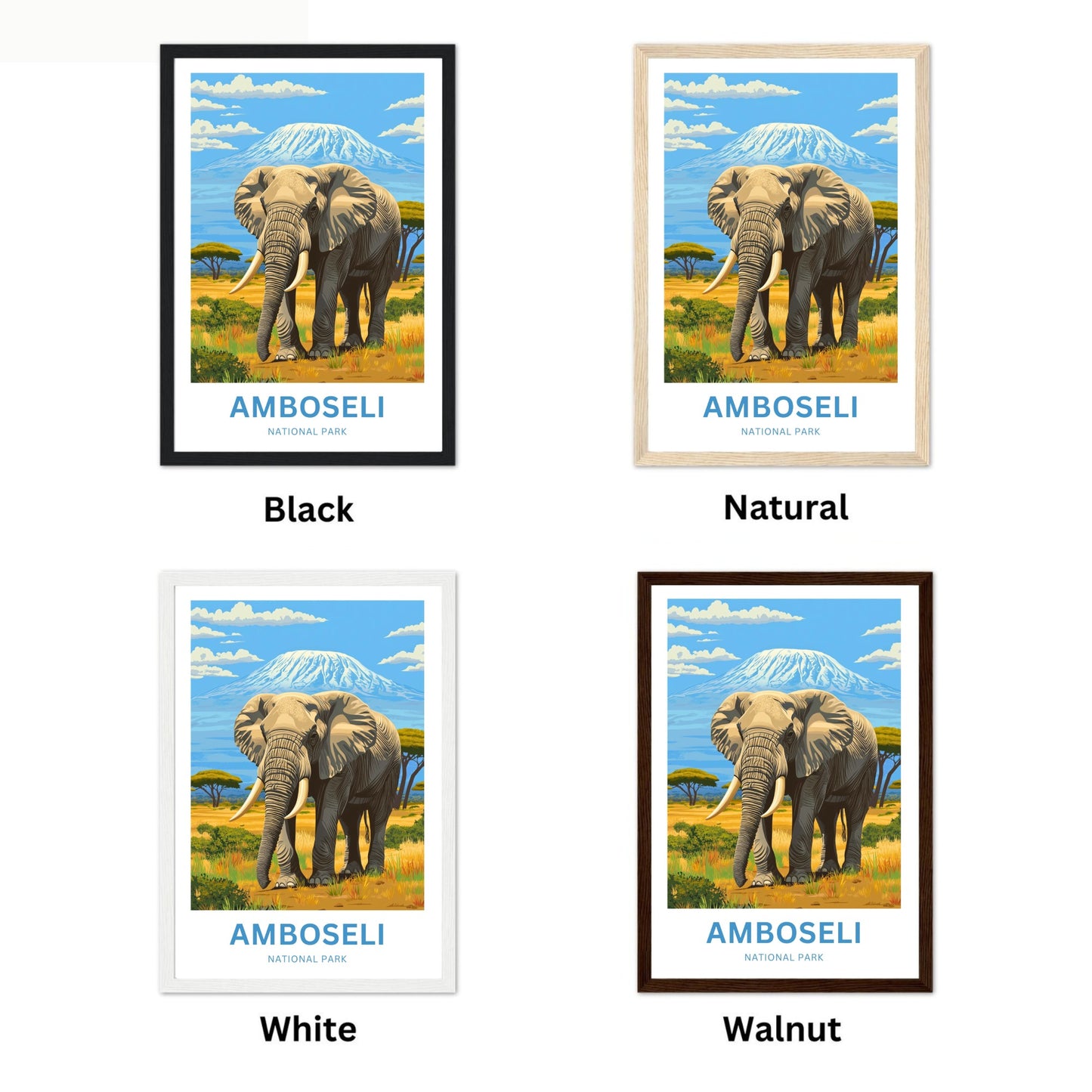 Amboseli National Park Travel Poster  - Giant Beneath the White Summit