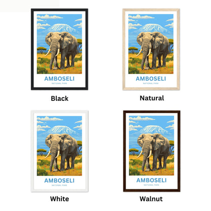 Amboseli National Park Travel Poster  - Giant Beneath the White Summit