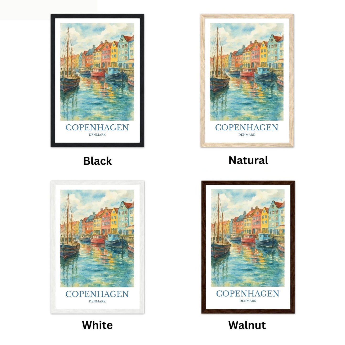 Copenhagen, Watercolor design poster, Denmark Print, Copenhagen Wall Art