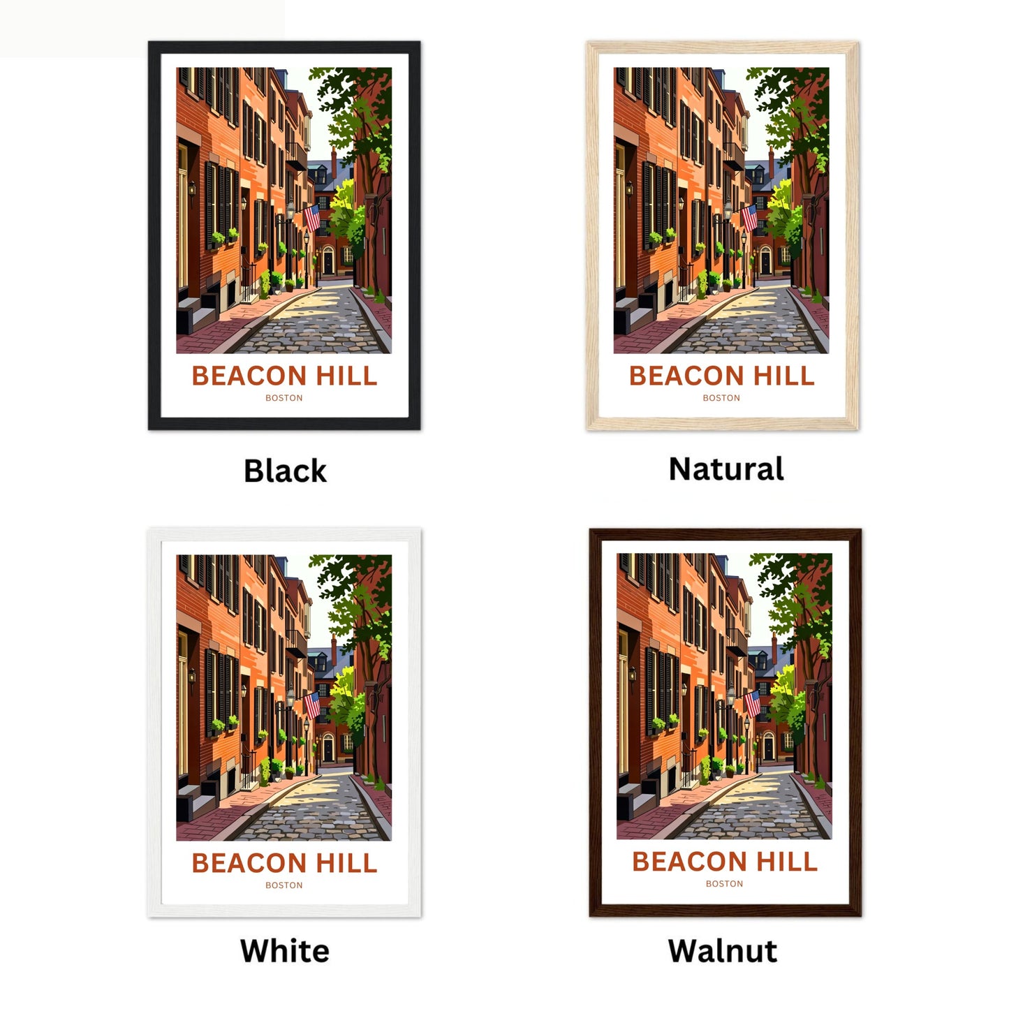 Beacon Hill Travel Poster -  Acorn Street Glow