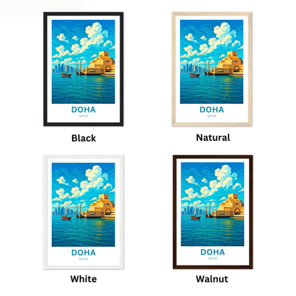 Doha Qatar Travel Poster - Captivating Beach and Resort