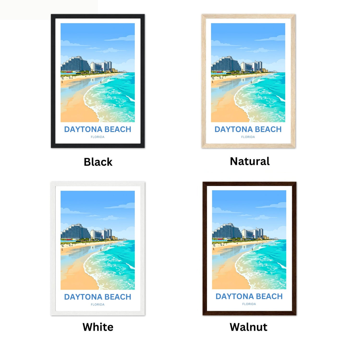 Daytona Beach, Florida Travel Poster - Captivating Shoreline