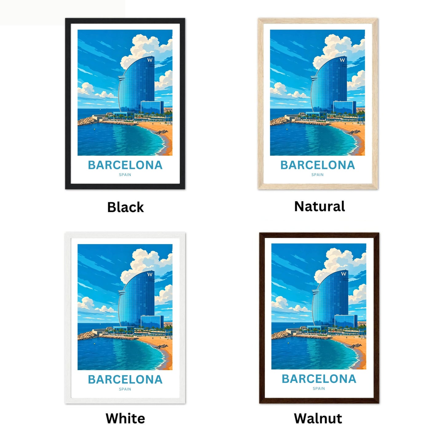 Barcelona Travel Poster  - Spain Skyline Icon