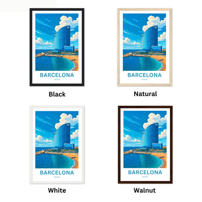 Barcelona Travel Poster  - Spain Skyline Icon