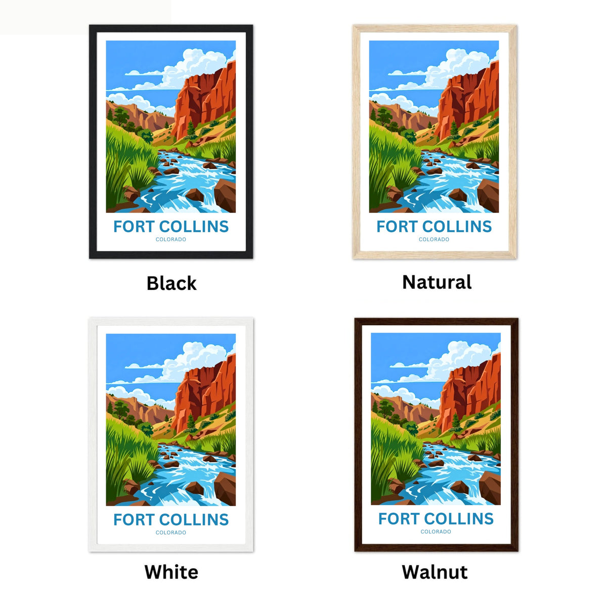 Fort Collins, Colorado Travel Poster - River