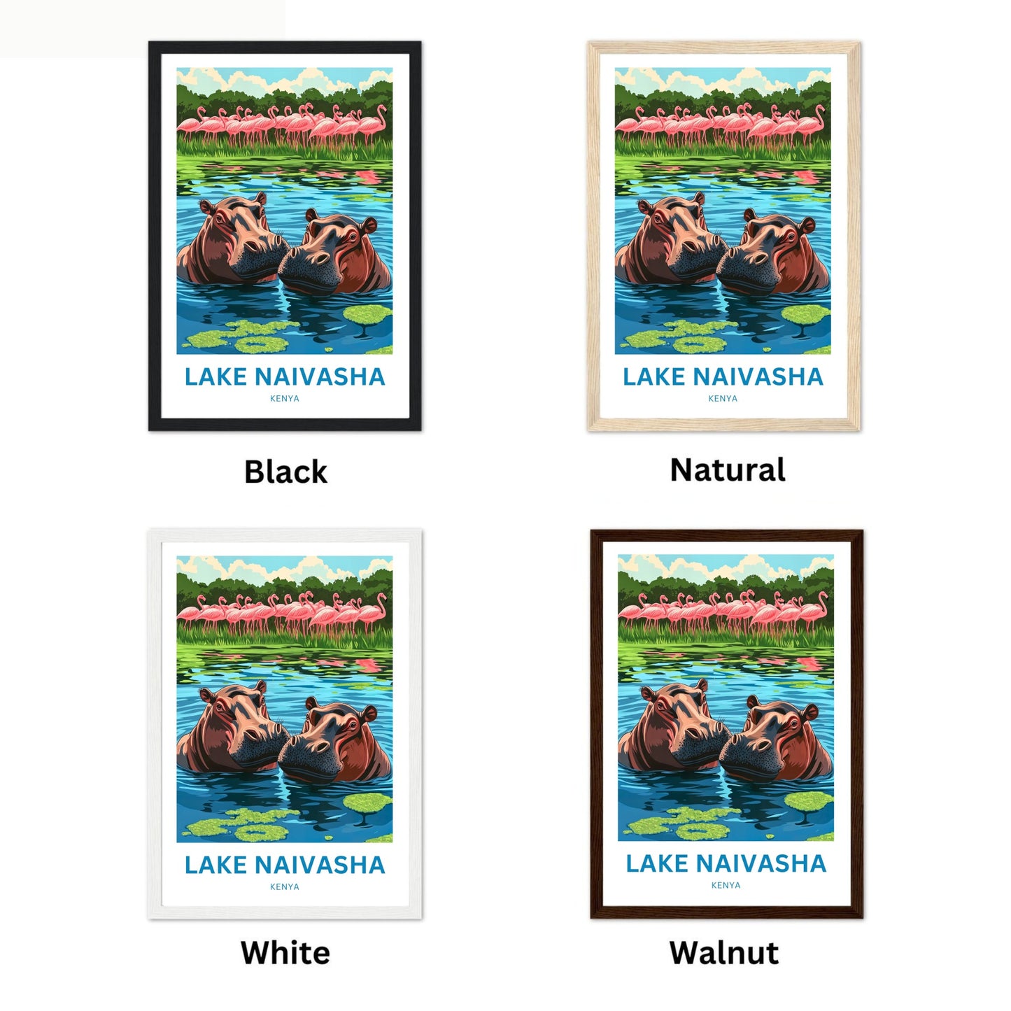 Lake Naivasha Travel Poster - Kenya Land of Hippo