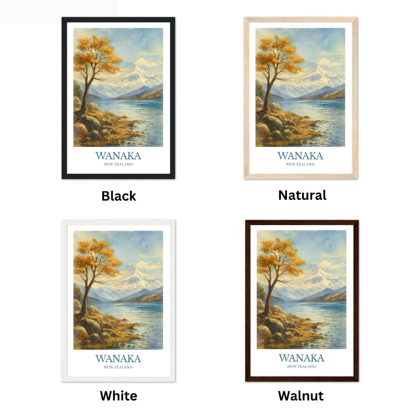 Wanaka, Watercolor design poster, New Zealand Print, Wanaka Wall Art