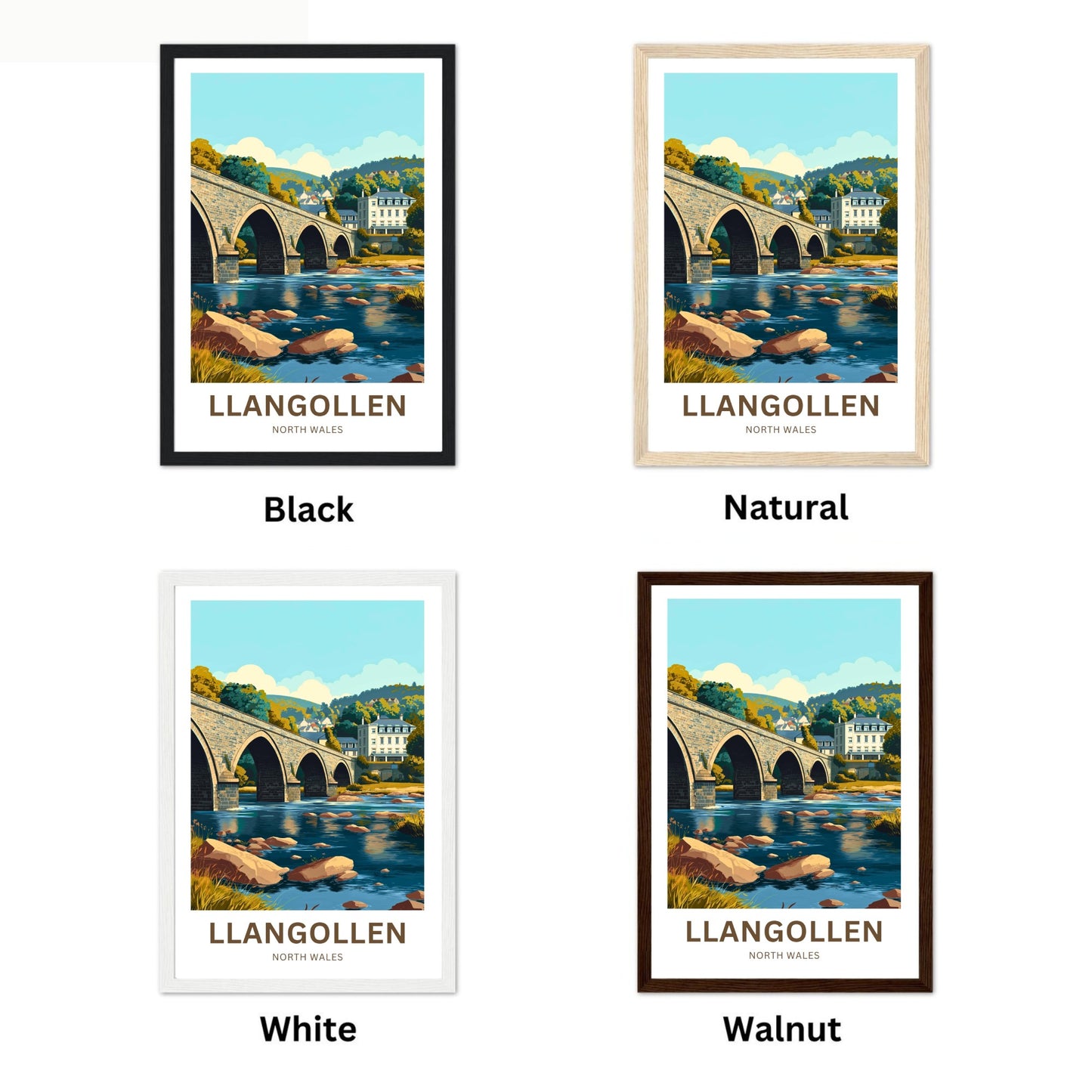 Llangollen Travel Poster - Stone Bridge Scene