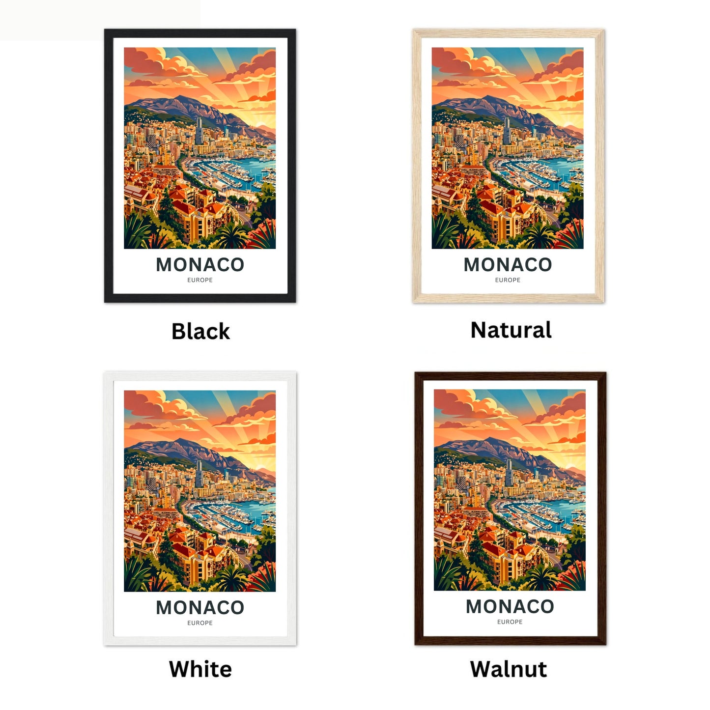Monaco  Travel Poster - Stunning Sunset