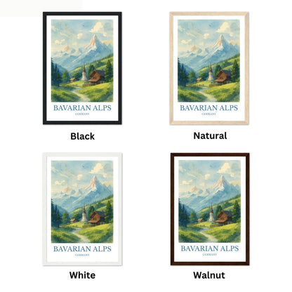 Bavarian Alps, Watercolor design poster, Germany Print, Bavarian Alps Wall Art