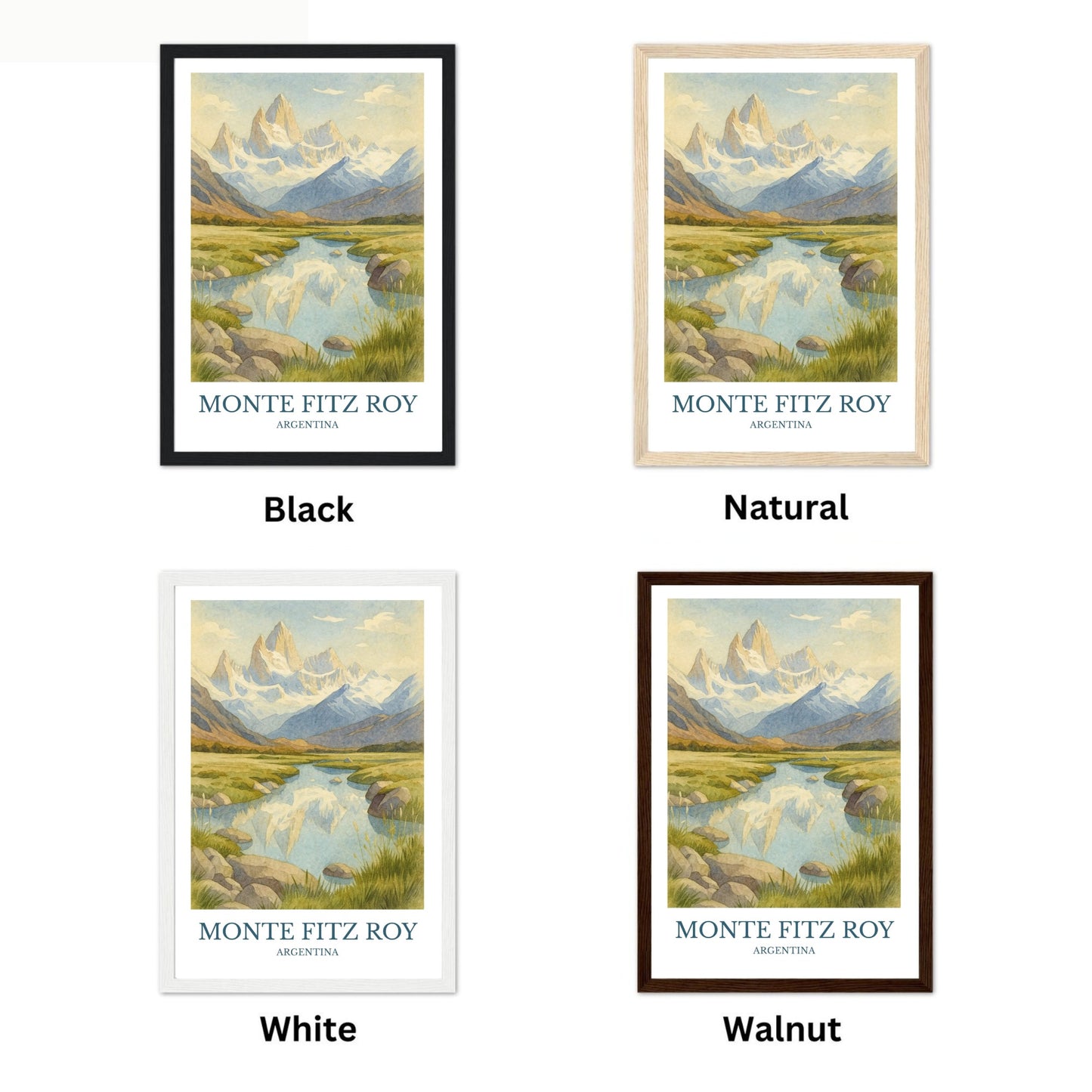 Monte Fitz Roy, Watercolor design poster, Argentina Print, Monte Fitz Roy Wall Art