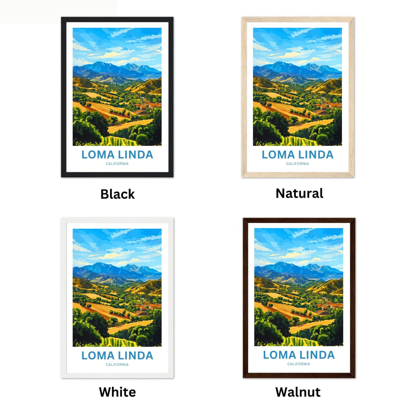 Loma Linda Travel Poster  - Captivating Tranquil Rolling Hills Horizons