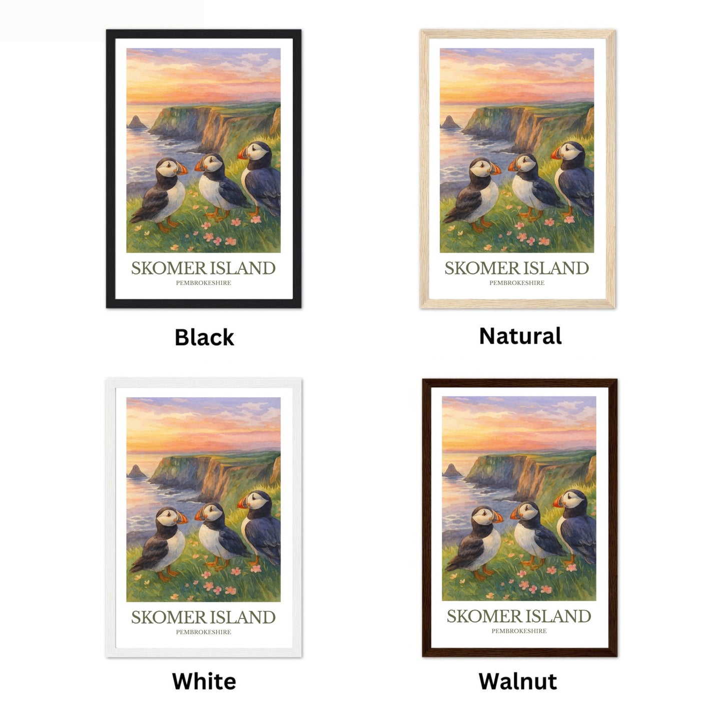 Skomer Island, Watercolor design poster, Pembrokeshire Print, Skomer Island Wall Art