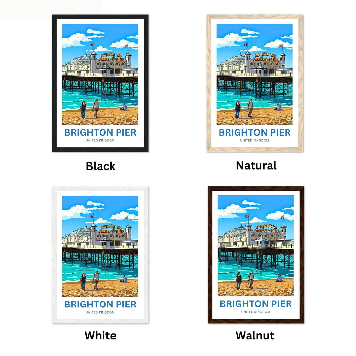 Brighton Pier Travel Poster - Seaside Lights