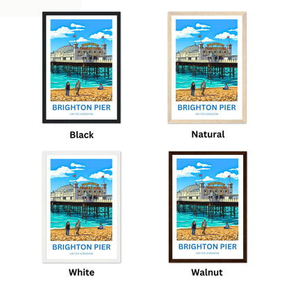 Brighton Pier Travel Poster - Seaside Lights
