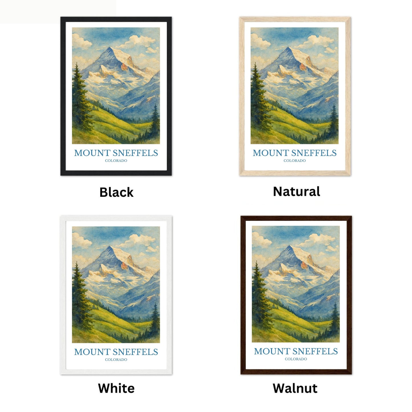 Mount Sneffels, Watercolor design poster, Colorado Print, Mount Sneffels Wall Art