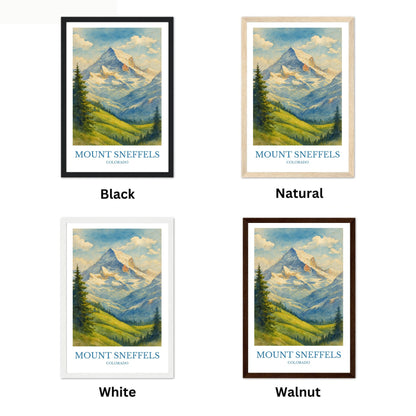 Mount Sneffels, Watercolor design poster, Colorado Print, Mount Sneffels Wall Art