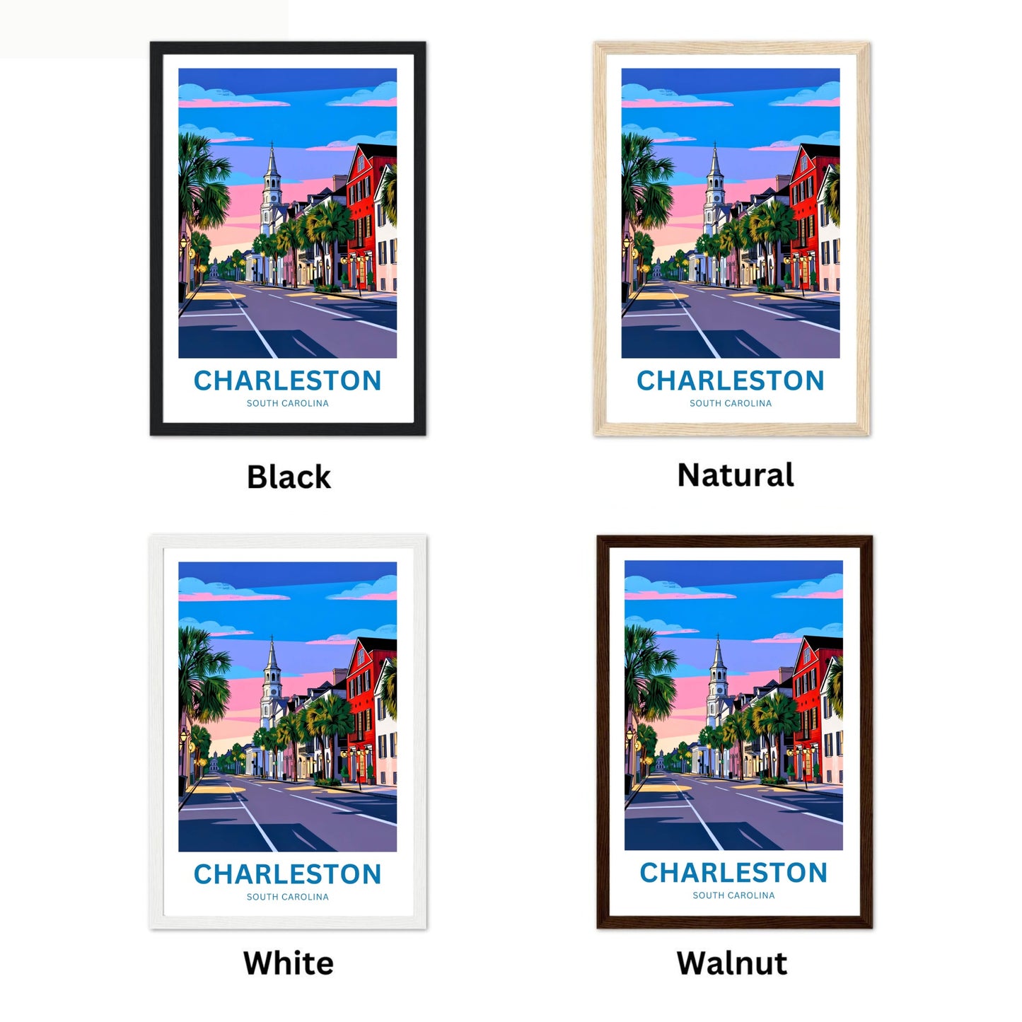 Charleston Historic District Travel Poster - Southern Glow