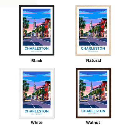 Charleston Historic District Travel Poster - Southern Glow