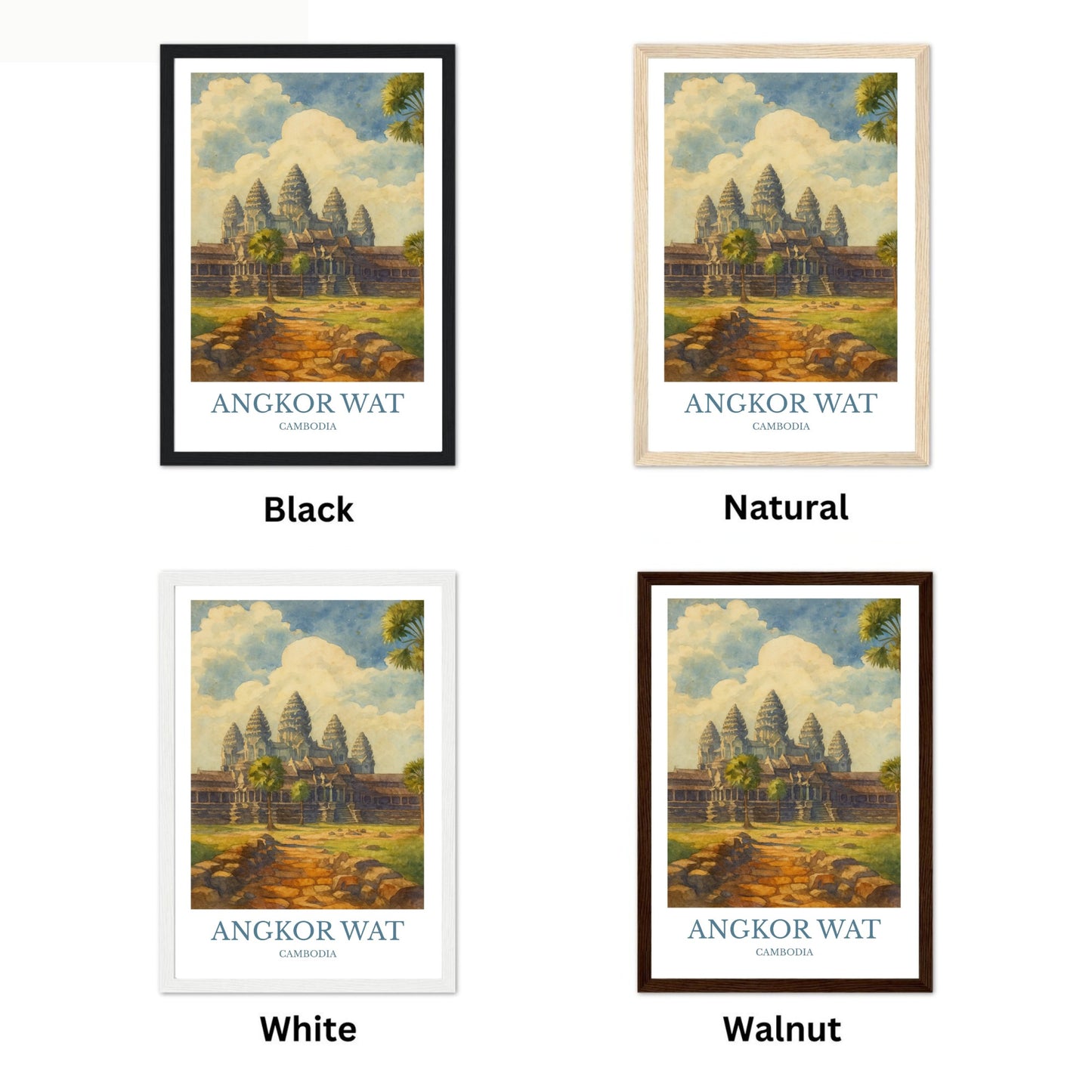 Angkor Wat, Watercolor design poster, Cambodia Print, Angkor Wat Wall Art