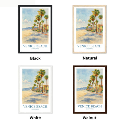 Venice Beach, Watercolor design poster, California Print, Venice Beach Wall Art