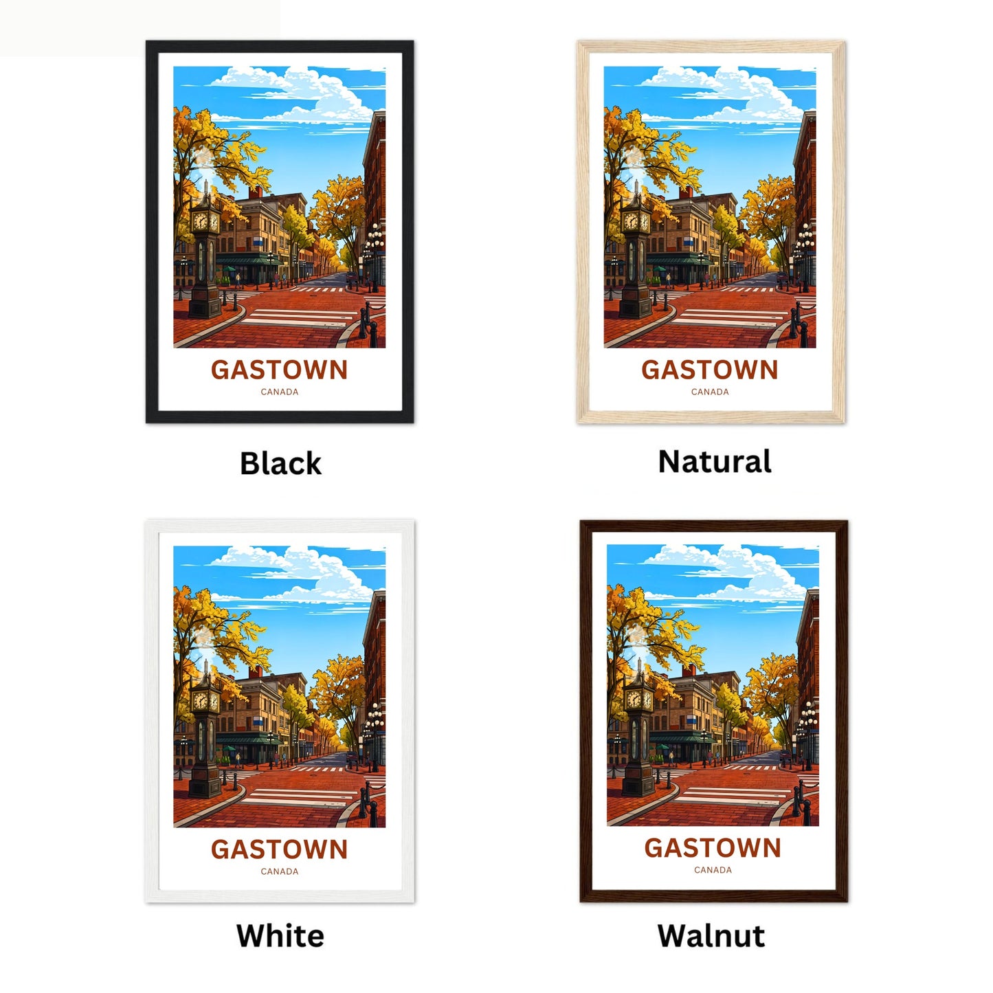 Gastown Travel Poster - Steam Clock Vancouver