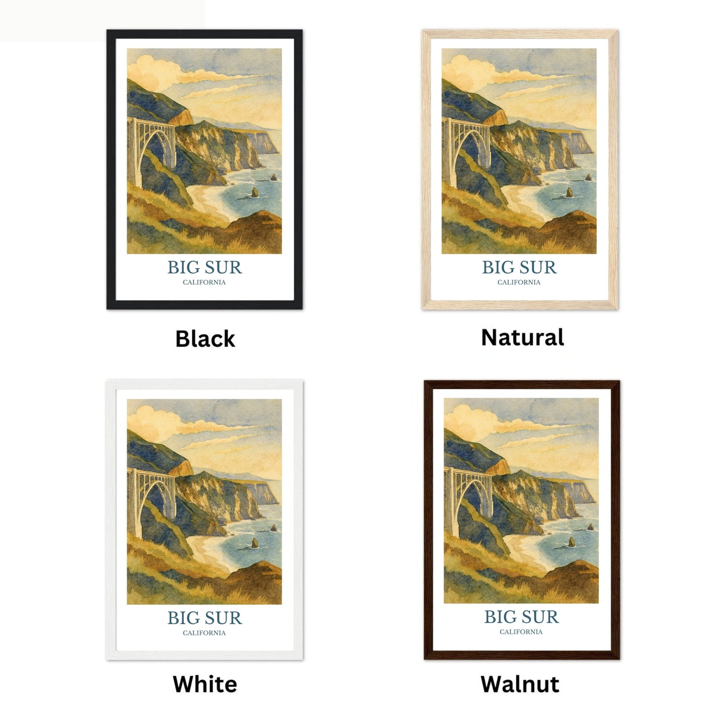 Big Sur, Watercolor design poster, California Print, Big Sur Wall Art