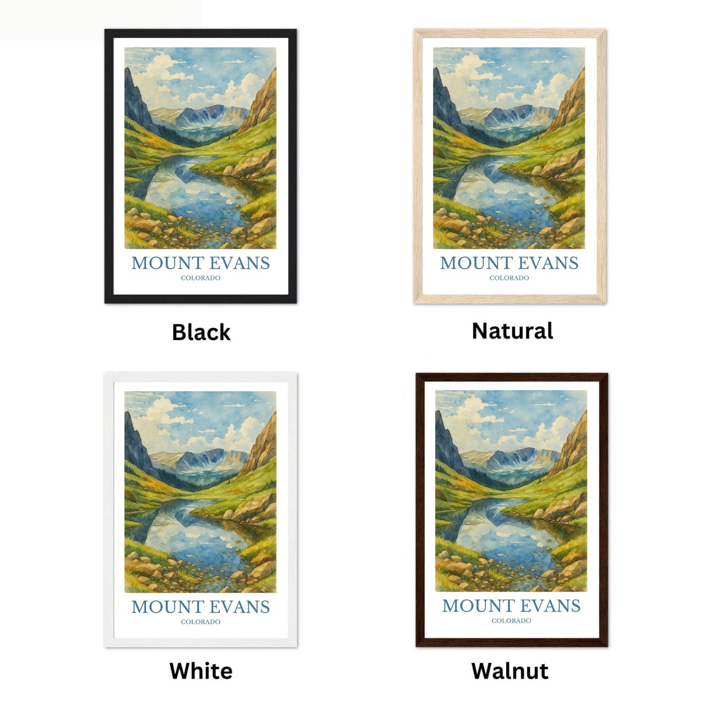 Mount Evans, Watercolor design poster, Colorado Print, Mount Evans Wall Art