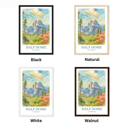 Half Dome, Watercolor design poster, California Print, Half Dome Wall Art